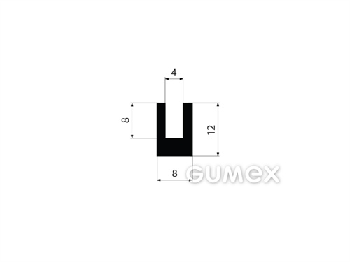 "U" Gummiprofil, 12x8/4mm, 60°ShA, NBR, -40°C/+70°C, schwarz, 